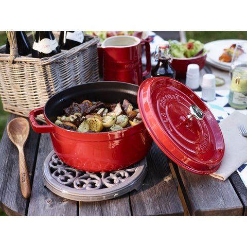 Cast Iron - 5.5-qt Round Cocotte - Cherry
