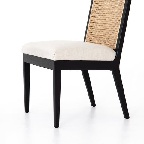 Antonia Cane Armless Dining Chair-Ebony Savile Flax