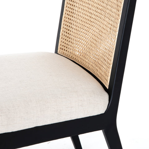 Antonia Cane Armless Dining Chair-Ebony Savile Flax