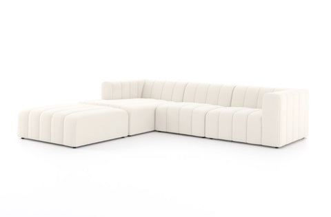 Langham Channeled 3Pc LAF Sectional w/ Ottoman-Fayette Cloud