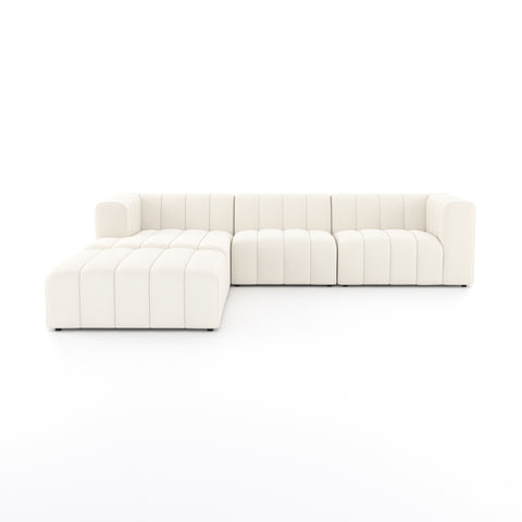 Langham Channeled 3Pc LAF Sectional w/ Ottoman-Fayette Cloud