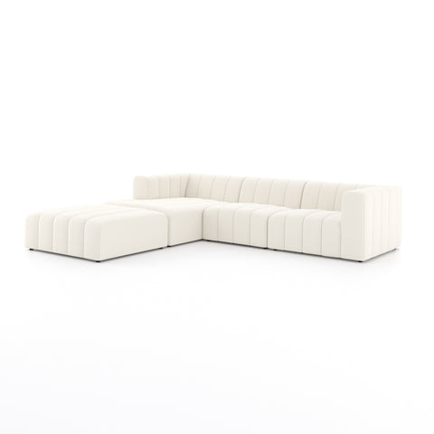 Langham Channeled 3Pc LAF Sectional w/ Ottoman-Fayette Cloud