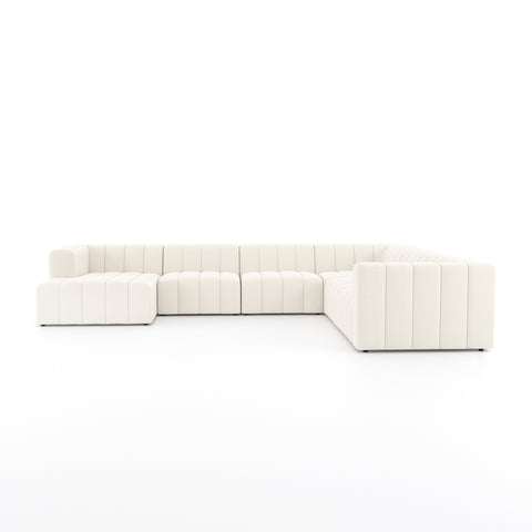 Langham Channeled 6Pc LAF Chaise Sectional- Fayette Cloud