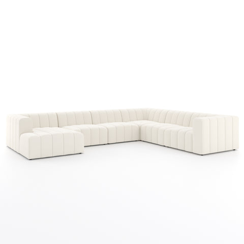 Langham Channeled 6Pc LAF Chaise Sectional- Fayette Cloud