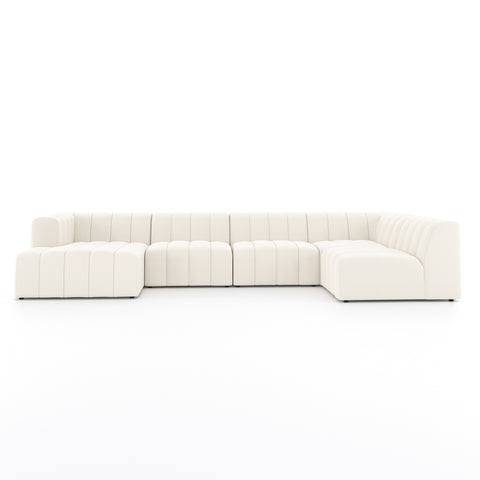 Langham Channeled 5Pc LAF Chaise Sectional-Fayette Cloud