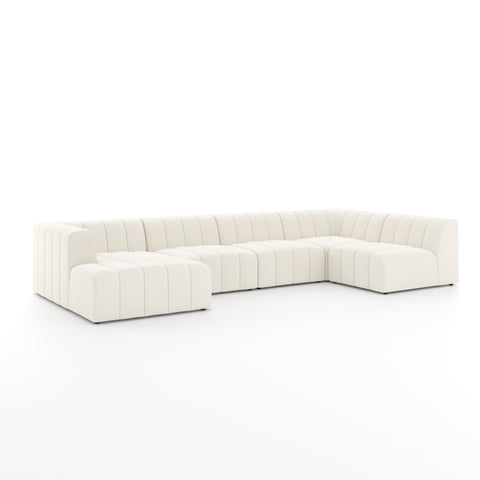Langham Channeled 5Pc LAF Chaise Sectional-Fayette Cloud