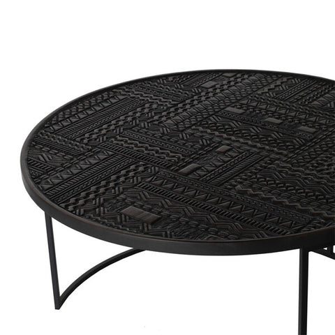 Tabwa Round nesting coffee table set - Black Teak