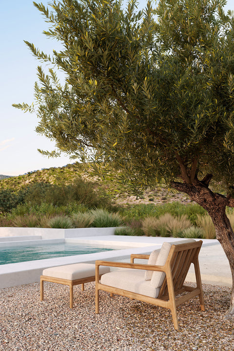 Jack outdoor footstool - Teak - off white