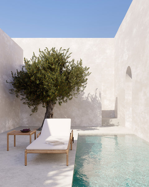 Jack outdoor adjustable lounger Thin Cushion- Off White