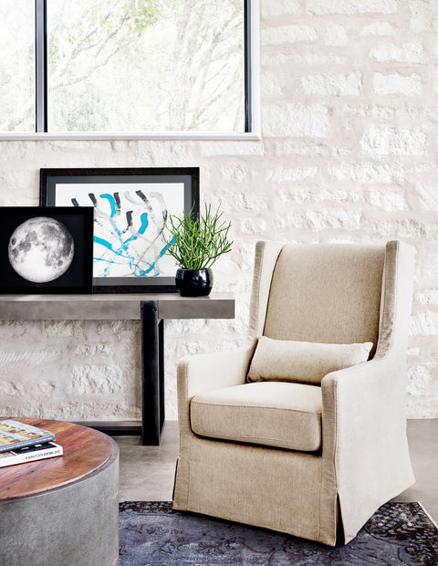 Swivel Wing Chair-Jette Linen