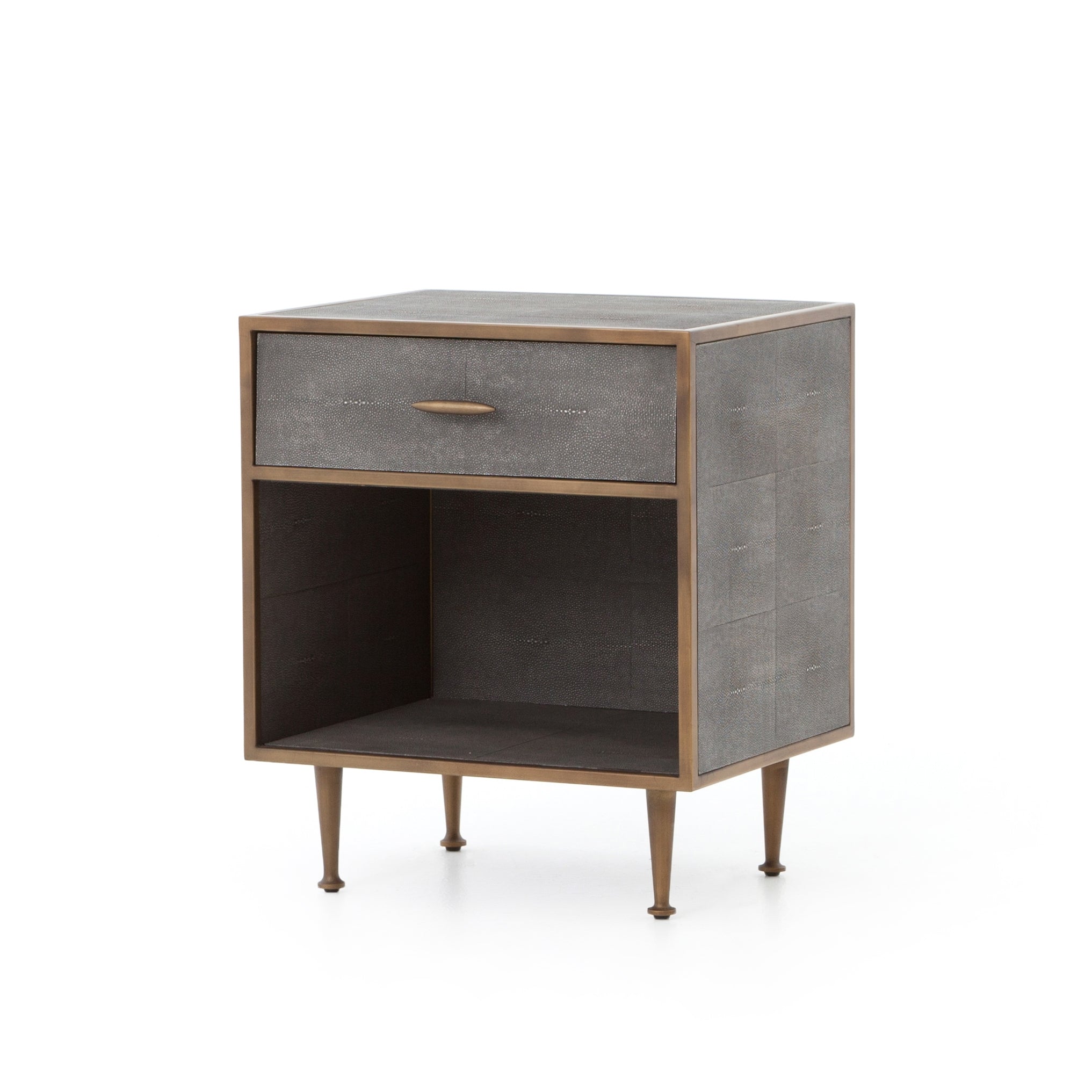 Shagreen store round nightstand