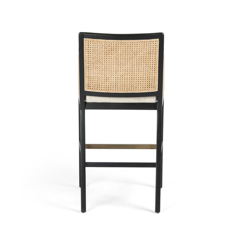 Antonia Cane Bar Stool - Brushed Ebony/Flax