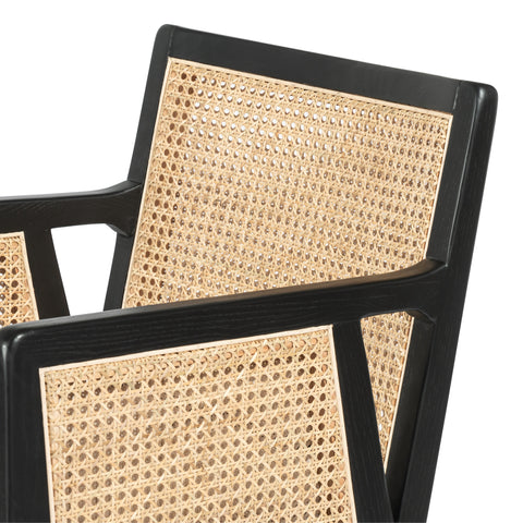 Antonia Cane Counter Stool - Brushed Ebony/Flax