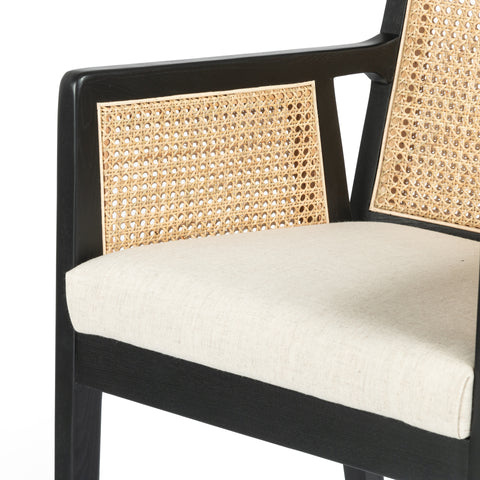 Antonia Cane Counter Stool - Brushed Ebony/Flax