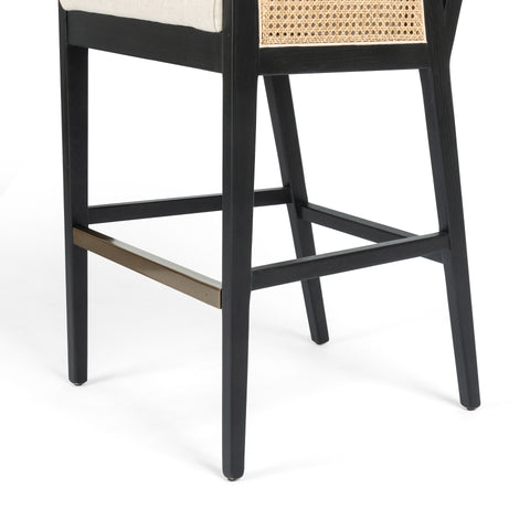 Antonia Cane Counter Stool - Brushed Ebony/Flax