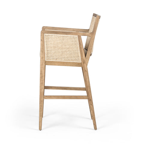 Antonia Cane Bar Stool - Toasted Parawood/Flax