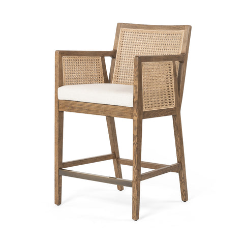 Antonia Cane Counter Stool - Toasted Parawood/Flax
