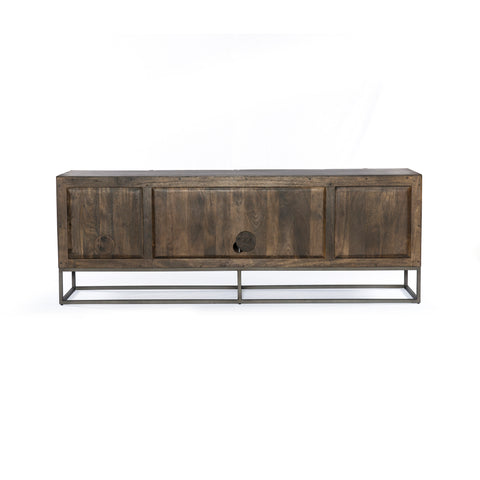 Kelby Media Console-Carved Vintage Brown
