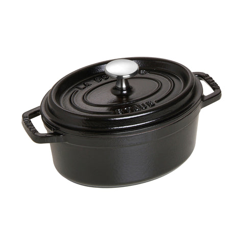 Cast Iron - 1-qt Oval Cocotte - Black