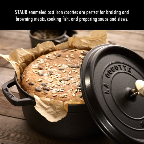 Cast Iron - 5.5-qt Round Cocotte - Black Matte