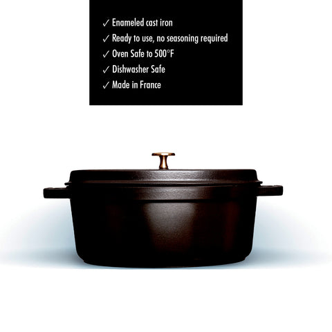 Cast Iron - 5.5-qt Round Cocotte - Black Matte