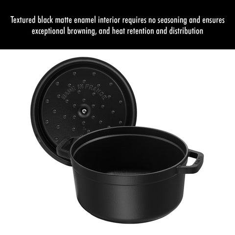 Cast Iron - 5.5-qt Round Cocotte - Black Matte
