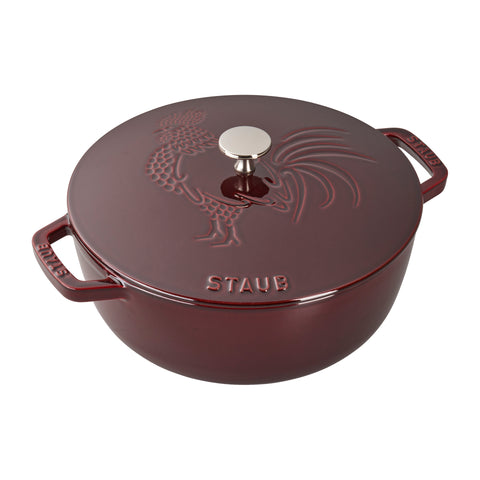 Cast Iron - Specialty Shaped Dutch Ovens - 3.75-qt Essential French Oven Rooster Lid - Grenadine