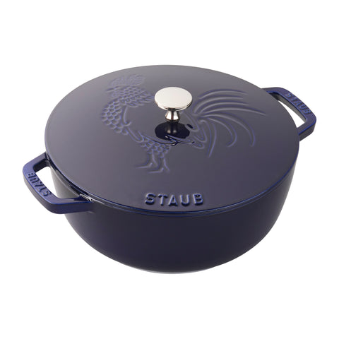 Cast Iron - Specialty Shaped Dutch Ovens - 3.75-qt Essential French Oven Rooster Lid - Dark Blue