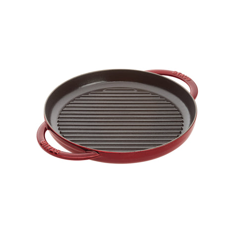 Cast Iron - 10" Round Double Handle Pure Grill - Grenadine