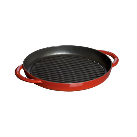 Cast Iron - Grill Pans - 10" Round Double Handle Pure Grill - Cherry