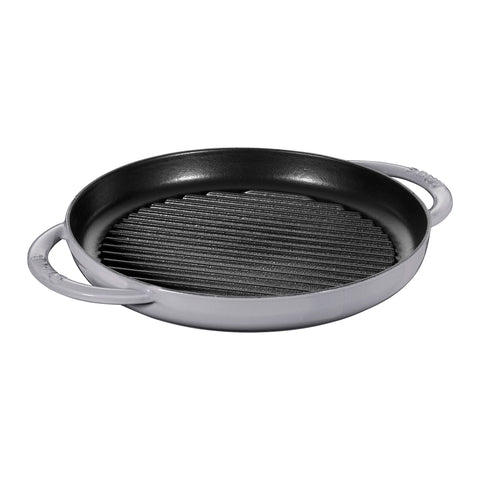 Cast Iron - 10" Round Double Handle Pure Grill - Graphite Grey