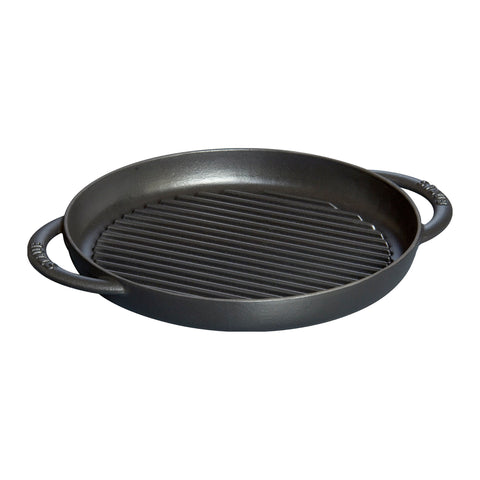 Cast Iron - 10" Round Double Handle Pure Grill - Black