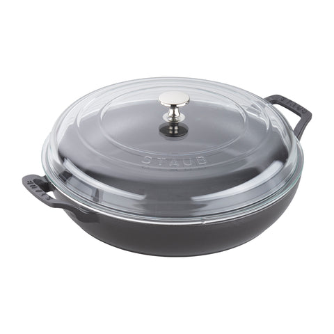 Cast Iron - 3.5-qt Braiser with Glass Lid - Black