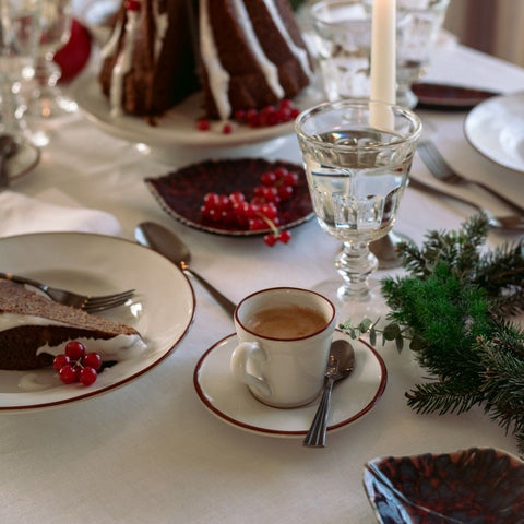 Beja  Coffee cup and saucer - 0.08 L | 3 oz. - White & red