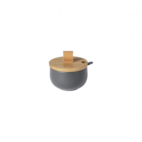 Pacifica Sugar bowl w/ wood Lid - 7 oz. - Seed Grey
