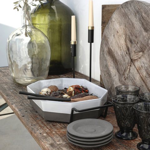 Plano  Oct. baker 35 cm | 14'' - w/ metallic holder - White