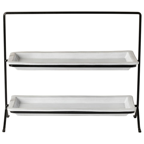Plano  Tiered stand with two trays 37 - 37 cm | 15'' - White