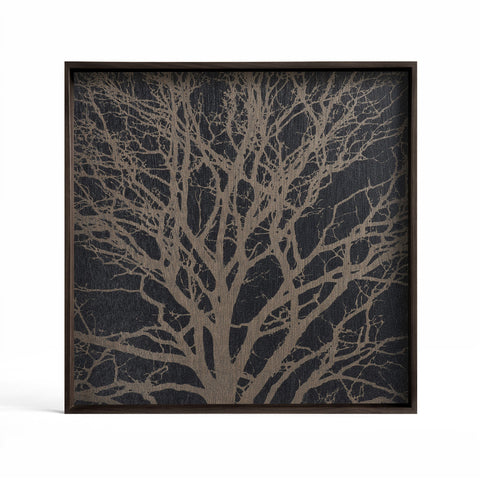 Tree wooden tray - Black - Small