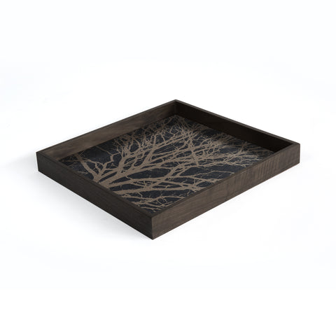 Tree wooden tray - Black - Small