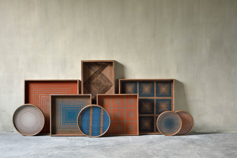 Squares glass Tray - Ink - Large