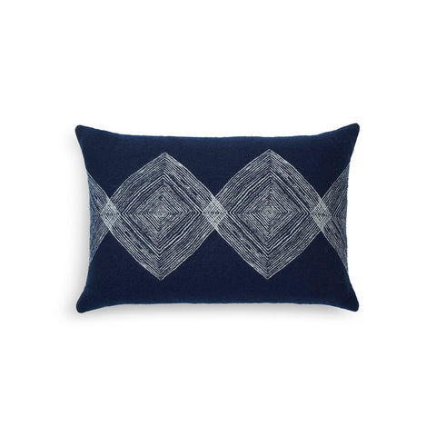 Linear Diamonds cushion- lumbar Navy
