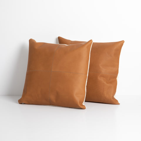 Sandro Leather Pillow, Whiskey, Set Of 2