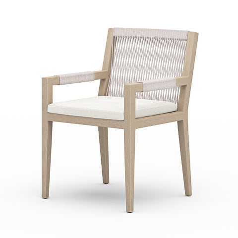Sherwood Outdoor Dining Armchair-Brown/Ivory