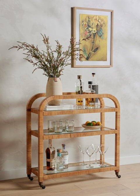 Dory Bar Cart-Honey Rattan