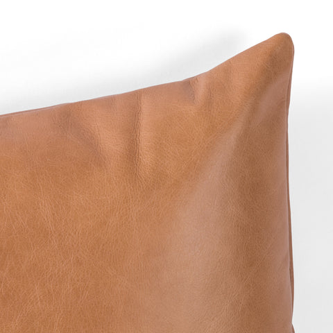 Leather & Linen Pillow -Butterscotch-16x24"