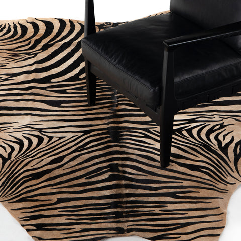 Zebra Printed Hide Rug - Zbr Hair On Hide