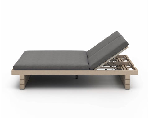 Leroy Outdoor Double Chaise-Brown/Charcoal