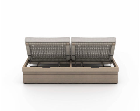 Leroy Outdoor Double Chaise-Brown/Stone Grey