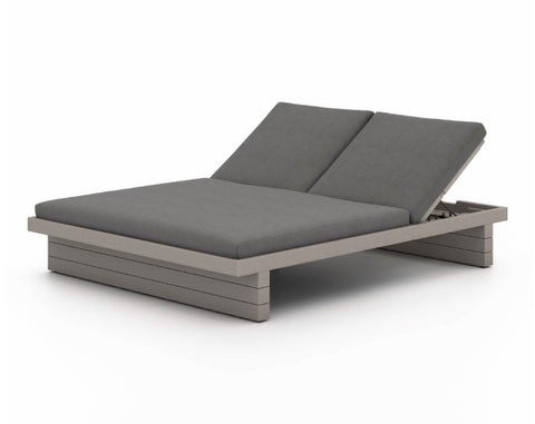 Leroy Outdoor Double Chaise- Grey/Charcoal