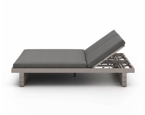 Leroy Outdoor Double Chaise- Grey/Charcoal